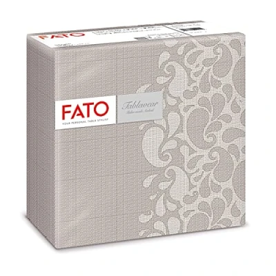 Image of Fato Dry Paper Napkins, Airlaid, Fabric Effect, Pack of 50 Size 40x40 Folded in 4, Drops Taupe