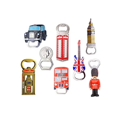 Image of London England Famous Icons Mix Fridge Magnet Bottle Openers Set of 8