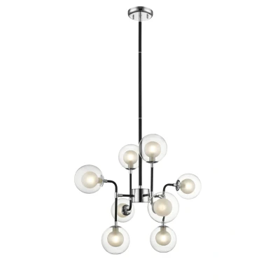 Image of Remy 8 Light Pendant Ceiling Chrome Black