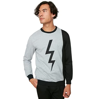 Image of Trendyol Man Regular Basic Crew neck Knit Sweatshirt Gray