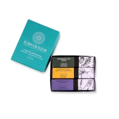 Image of Organic Artisanal Soap 3 pack (Cedar 1x90g, Lemon &amp; Calendula Lavender 1x90g)