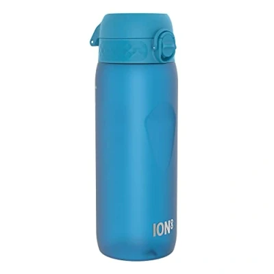 Image of ION8 Water Bottle, 750 ml/24 oz, Leak Proof, Easy to Open, Secure Lock, Dishwasher Safe, BPA Free, Flip Cover, Carry Handle, Soft Touch Contoured Grip, Clean, Odour Carbon Neutral, Blue