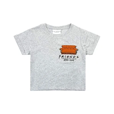 Image of FRIENDS Girls Cropped T Shirt Embroidered Central Perk Couch Iconic Series Kids Grey Top 7 8 Years