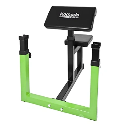 Image of Komodo Preacher Bicep Curl Bench Height Adjustable Steel Home Gym Curling Support with Barbell Rests Rack