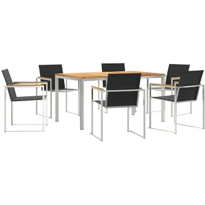 Image of vidaXL 7 Piece Garden Dining Set Solid Wood Teak