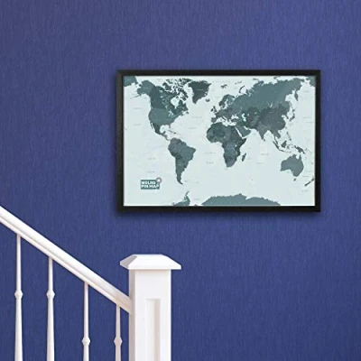 Image of World Map Pinboard Large 76cm X 51cm, Ready to Hang, Mono Tone Map, Laminated Noteboard, Write on/Wipe Off, Eco Friendly Beaver Board