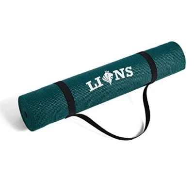 Image of Lions Exercise Yoga Mats, Non Slip 6mm Extra Thick Home Gym Pilates, Indoor Outdoor Workout Mat with Free Carry Strap, 183 x 61 0.6cm, Dark Green