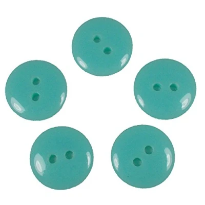 Image of Smartie Buttons Polyester Round 2 Hole Pack of 5 (15mm, Turquoise)
