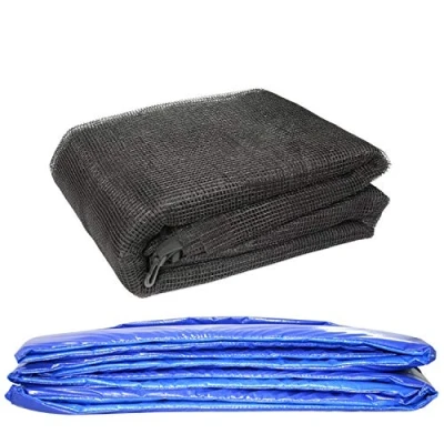 Image of Greenbay Trampoline Replacement Spring Cover Padding Pad &amp; Safety Net Enclosure Surround Bundle 8FT Blue