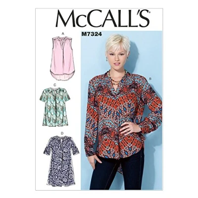 Image of Mccall&#039;s Patterns 7324, Misses Tops and Tunic,Sizes 6 14, Seams, Multicolor, A5 (6 8 10 12 14)