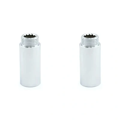Image of Hot Flow 50mm Rigid Radiator Valve Extension 1/2 inch BSP (Chrome) (Pair)