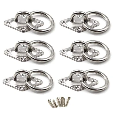 Image of M5 Ceiling Hook Pad Eye Plate 304 Stainless Steel Wall Mount Heavy Duty for Hanging (Pack of 6,Screws Included)