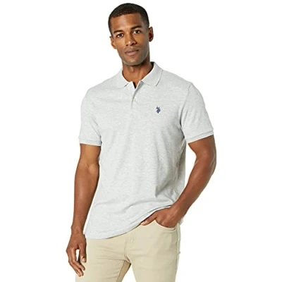 Image of U.S. Polo Assn. Men&#039;s Solid Interlock Short Sleeve Shirt, Light Heather Gray 3045, S