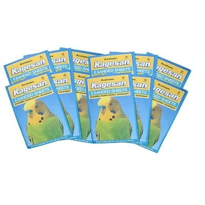 Image of AB Tools 72 Sanded Sheets Sandpaper Cage Lining Budgies Caged Birds 25x40cm