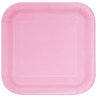 Image of Unique 30881EU Eco Friendly Square Paper Plates 23 cm Baby Pink Colour 14 Count (Pack of 1)