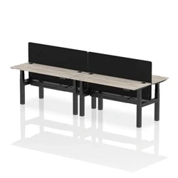 Image of Air B2B 1600x600mm Adjustable 4P Bench Desk CP Grey Oak/Black + Screen