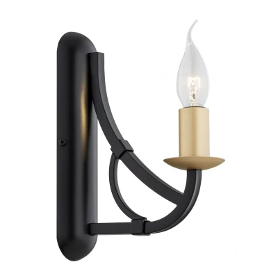 Image of Lorenzo Single Candle Wall Lamp Black, Gold