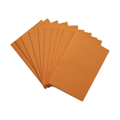 Image of Rhino A4 Exercise Books, 32 Page / 8mm Lined with Margin Paper Notebook, 10 Pack, Office &amp; School Stationery Supplies, Orange