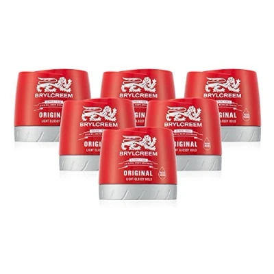 Image of 6x Brylcreem ORIGINAL LIGHT GLOSSY HOLD Mens Hair Styling Cream RED TUB 150ml by