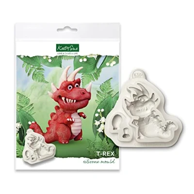 Image of Katy Sue T Rex Dinosaur Silicone Mould for Cake Decorating &amp; Craft Makes a Figure 65mm x 75mm