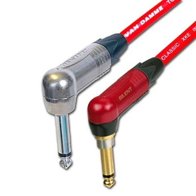 Image of Neutrik SILENT Guitar Jack to Lead. Van Damme Cable. Angled 1m 3m 6m 5m 10m (10m, Red)