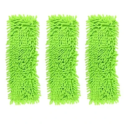Image of Accessotech Extendable Microfibre Floor Mop Cleaner Sweeper Wooden Laminate Tile Wet Dry (x3 Replacement Heads Green)