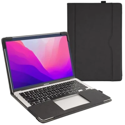 Image of TYTX Leather Case Compatible with MacBook Air 13 Inch M1 A2337 A2179 A1932 Retina Display 2021 2020 2019 2018 Release, Premium PU Laptop Sleeve Protective Folio Book Cover, Black