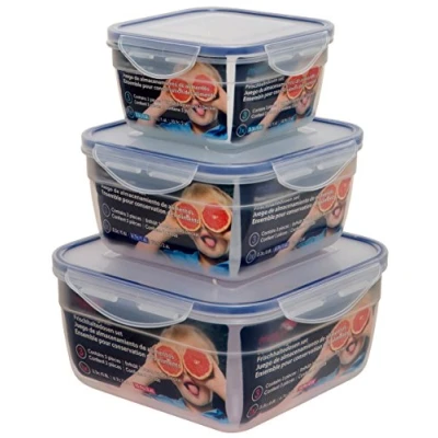 Image of Maturi Food Storage Containers Set of 3 with Airtight Lids, BPA Free, 0.8L 2.6L