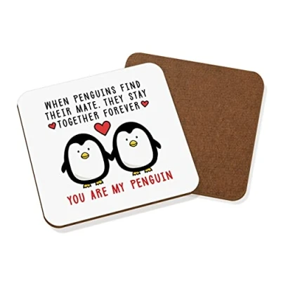 Image of You are My Penguin Love Coaster Drinks Mat