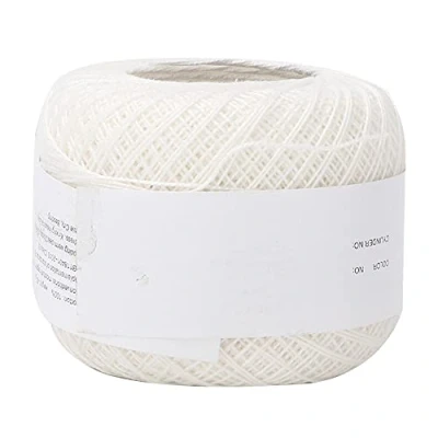 Image of Assorted Color Crochet Yarn Lace Line Cotton Hand Crocheted DIY Summer Silk Light Thin (with a Crochet) for Scarf Sock Cup Mat(6601white)