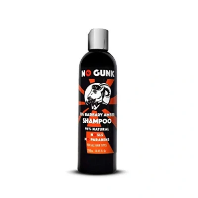 Image of NO GUNK Natural Shampoo For Men of All Hair Types Sulphate/SLS &amp; Paraben Free Fig Barbary (Amber, 250ml)