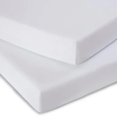 Image of Clair de Lune Micro Fresh® 2 Pack White Fitted Cot Bed Sheets 137 x 67 cm 100% Cotton Universal Elasticated Fit