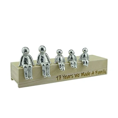 Image of 17th Anniversary Idea 17 Years We Made A Family Metal Ornament Choose Your Combination Box &amp; Woodgrain May Vary(3 Children)