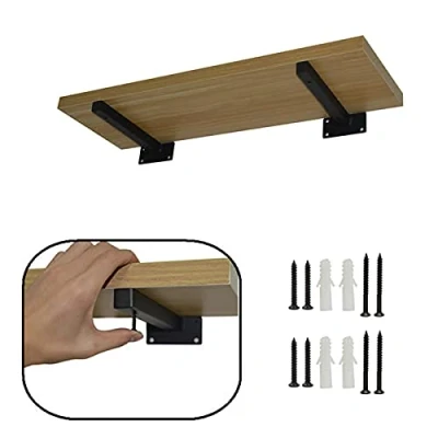 Image of Pxzybd 2 Pcs Metal Wall Shelf Brackets 10cm 15cm 20cm 25cm 30cm 35cm, Black Industrial Supporter, for Shelves Decorative, Heavy duty Floating Shelving Brackets,Black 10cm/3.9in