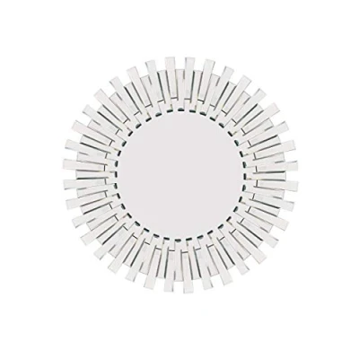 Image of MirrorOutlet Modern Unique 3D Sunburst All Glass Venetian Round Wall Mirror, Silver, 3.5 x 91 cm,JH006
