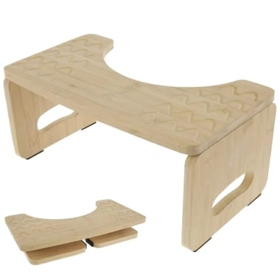 Image of Bamboo Toilet Stool, Squatting Step Footstool, Foldable Poop Stool Adults Kids, Nonslip Potty Leg Raiser, 300lbs Capacity Foot for Bathroom