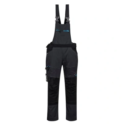 Image of Portwest T704 Men&#039;s Bib and Brace Work Overalls WX3 Durable Workwear Dungarees with Elasticated Straps Storage Pockets Metal Grey, Large