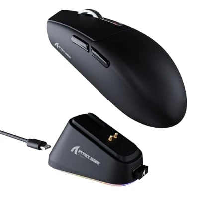 Image of ATTACK SHARK G3PRO Gaming Mouse with Magnetic Charging Dock, PixArt PAW3311 Sensor, BT/2.4G Wireless/Wired Mouse, 25000 DPI, Gamer Mice for Win11/Xbox/PS/Mac (Black)