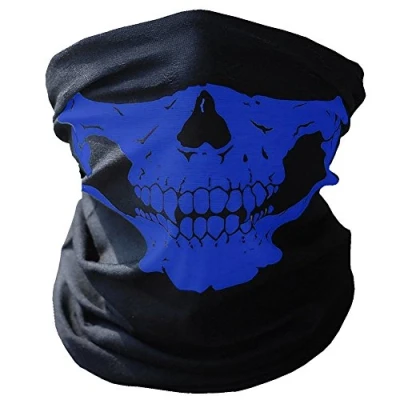 Image of Biker Skeleton Skull Face Mask BMX Airsoft Ski Snood Neck Warmer (Blue)