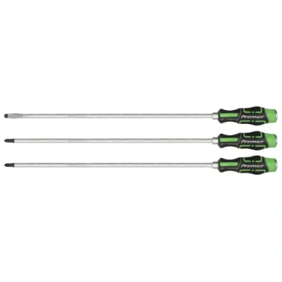 Image of Sealey Premier Extra Long Hammer Thru Screwdriver Set Hi Vis Green 450mm 3pc