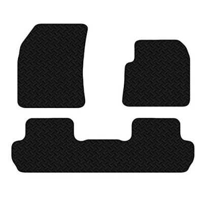 Image of Carsio Car Mats For Peugeot 2008 2017+ 3mm 3pc Set Tailored Fit Rubber Floor Mat Complete Accessory Black Custom Fitted Anti Slip Backing, Heavy Duty &amp; Waterproof