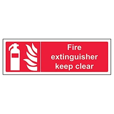 Image of V Safety Fire Extinguisher Keep Clear Sign 300mm x 100mm 1mm Rigid Plastic