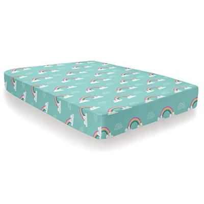 Image of Bedlam Rainbow Unicorn Fitted Sheet, Multicolour, Single