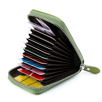 Image of Credit Card Holders Women Ladies Leather Wallets for Holder RFID Protector (Green)