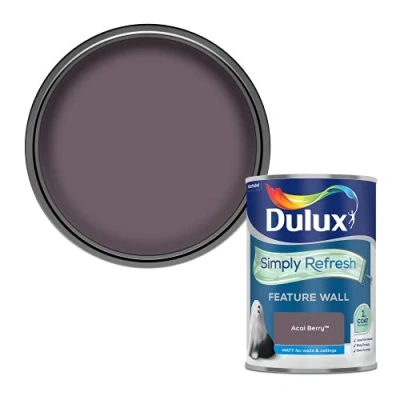 Image of Dulux 5569241 Simply Refresh Feature Wall Matt Emulsion Paint, Acai Berry, 1.25 L