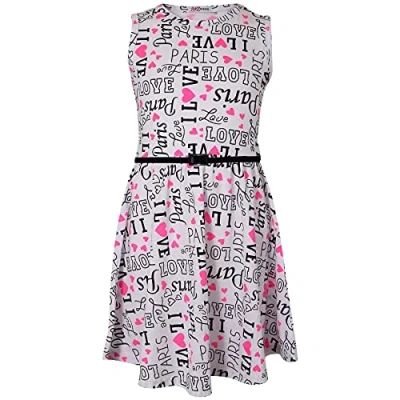 Image of Kids Girls Fashion Summer Party Outfit Dresses I Love Paris Skater Sleeveless 7 8