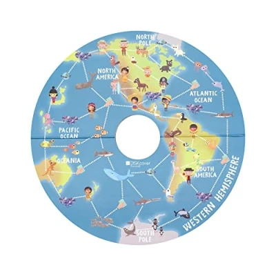 Image of Stokke MuTable Play Board, Around the World 2023 Redesign Double Sided Board Game Includes 1 Die, 4 Tokens, 140 Squared Cards &amp; 49 Piece Puzzle For Ages 3 8