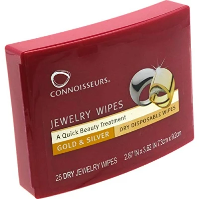 Image of Connoisseurs Jewellery Cleaning Wipes 25 Polishing for Gold &amp; Silver Anti Tarnish Protective Shield Dry, Disposable Non Toxic