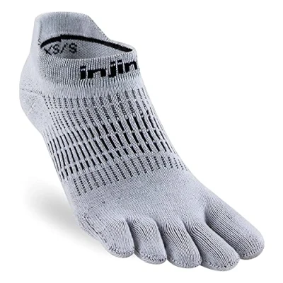 Image of Injinji Women&#039;s Run Lightweight No Show Toe Socks, Gray, M L