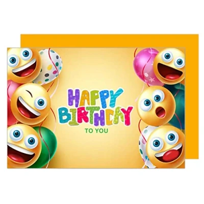 Image of Edition Seidel Premium Birthday Card with Envelope Greeting Happy For Him or Her Friend Brother Sister Dad Mum Wife Husband Kids Boy Girl Emoji Smiley (G3499 SW023)
